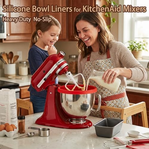 Silicone Bowl Liners for KitchenAid Tilt-Head 5 Qt Stand Mixers, Extra-Thick Silicone Liners for Kitchenaid Mixer, Liners with Lids Set Suitable for Baking, Dishwasher Safe Food Grade Silicone Insert - Image 2