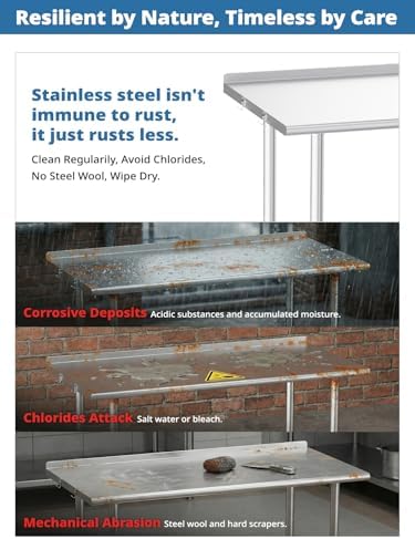 Atelicf NSF Stainless Steel Prep Table 24X60 inch, Rounded Flat Top - Image 6