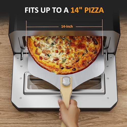 Pizza Oven Indoor Outdoor: Heats up to 750℉, Up to 12" Electric Countertop Pizza Maker with 6 Presets, Control Knob, Portable Pizza Cooker Warmer for Home, Camping, Pizza Stone, Pizza Peel - Image 6
