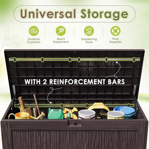 Devoko 125 Gallon Outdoor Storage Box, Waterproof Resin Deck Box - Image 4