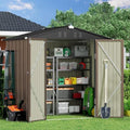 Gizoon 6 x 4 FT Outdoor Storage Shed, Metal Garden Shed, Light Brown by Gizoon