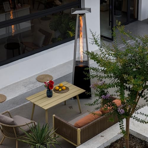 Pyramid Patio Heater,48,000 BTU Outdoor Propane Heater with Glass Tube, Propane Tall Tower Design with Wheels & One-Button Ignition for Backyard, Deck, and Commercial Use - Image 4