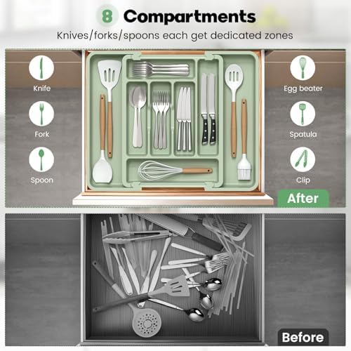 Caperci Large Silverware Organizer Tray for Kitchen Drawer Utensils Thicker - Image 5