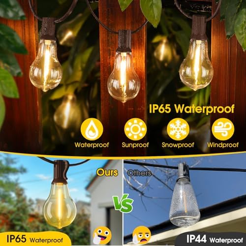 Larkvue 100FT Outdoor String Lights, Patio Light with 32 A39 Bulbs, Brown - Image 5