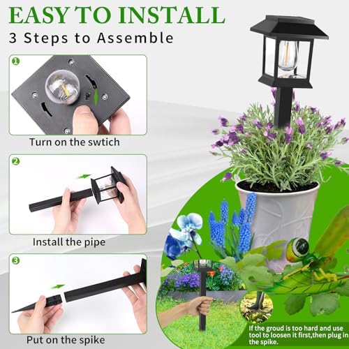 Greluna Solar Pathway Lights Outdoor,12 Pack Cool White 6000K Solar Lights, - Image 6