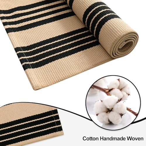 OJIA Outdoor Area Rugs 4'x6', Black and Tan Patio Rug Fall Porch Decor - Image 4