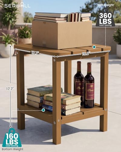 SERWALL Double Adirondack Side Table Rectangular End Table, Brown - Image 3