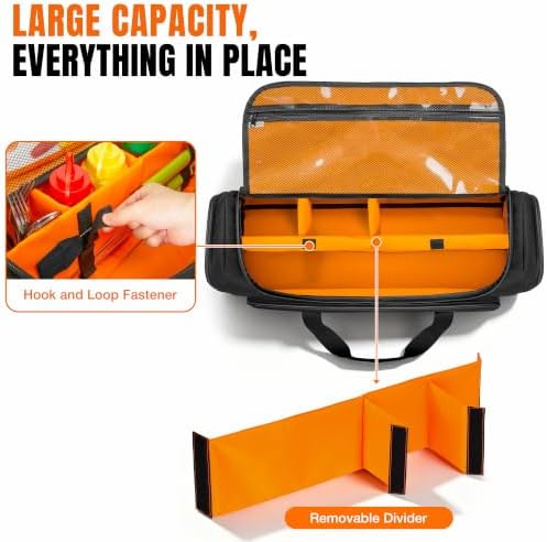 HODRANT Camp Grill Tool Storage Bag, Portable BBQ Utensil Case with Divider - Image 3