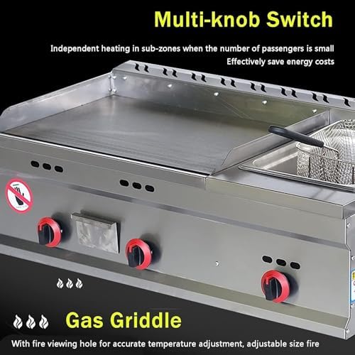 Commercial Gas Griddle, Stainless Steel Flat Top Grill with Adjustable Temperature, Perfect for Outdoor Catering and Teppanyaki Cooking - Image 4