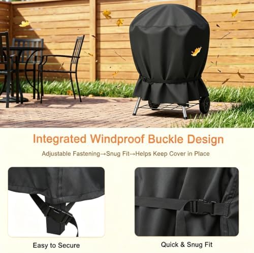 NettyPro Charcoal Kettle Grill Cover 22 inch Outdoor Round Smoker Cover - Image 3