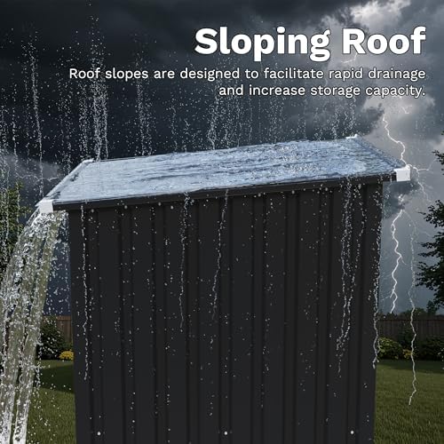 Devoko 3x3 FT Outdoor Storage Shed, Small Garden Tool Shed with Single Lockable Door, Metal Tool Storage Shed with Sloping Roof, Outside Shed for Backyard Patio Lawn, Black - Image 3
