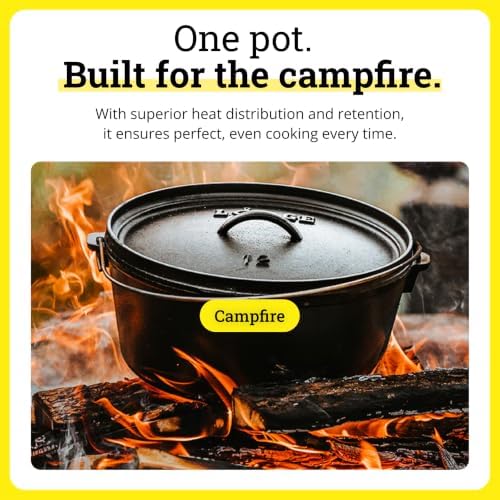 Lodge Pre-Seasoned Cast Iron Deep Camp Dutch Oven with Lid, 8 Quart - Image 4