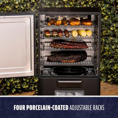 Pit Boss 3-Series Electric Vertical Smoker with Analog Controller and Wood Chip Tray, 880-Sq. In. 4-Rack Cooking Space, 100°F to 300°F Temperature Range, Black - Image 6