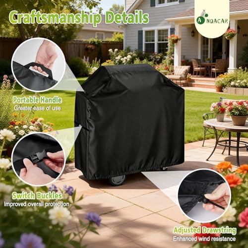 Outdoor Grill Cover for Char Broil Bistro Pro Electric Grill Grill & Griddle-25302146 25302145 25302161, Waterproof Gas Grill Cover Patio BBQ Griddle Covers - 33" L×24" W×37" H, Black - Image 4