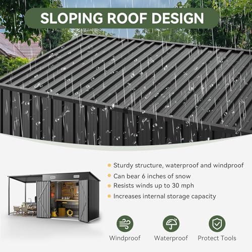 Aoxun 5.6x3.5FT Outdoor Storage Shed & Hardtop Gazebo Combo - Image 6