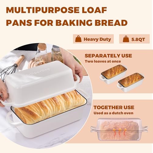 Cast Iron Loaf Pan with Lid, 11x5 Inch 5.8 Qt Sourdough Pan - Image 2