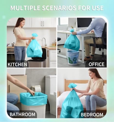 Medium 8 Gallon Trash Bags Unscented, 0.94 Mil, Blue, 150 Count - Image 5