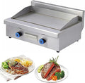 Double Gas Griddle Grill Smooth LPG Commercial Stainless Steel Heavy Duty Restaurant Outdoor Griddle Gas Baking Plate Burger Grill Large Non-Stick Burners Flat Hot Plate for Home and Commercial by Unknown
