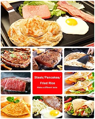 Gas Griddle LPG Commercial Stainless Steel Heavy Duty Restaurant Outdoor Griddle Gas Baking Plate Burger Grill Smooth Double Burners, 2800PA, for BBQ Cooking Steak, Eggs, Pancakes,718 - Image 4