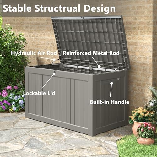 KAMABOKO Outdoor Storage Box, 280 Gallon Deck Box Outdoor Waterproof - Image 4
