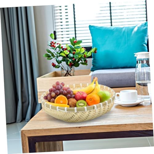 3Pcs Bamboo Woven Food Washing Basket Storage Canister Set, Khaki - Image 6