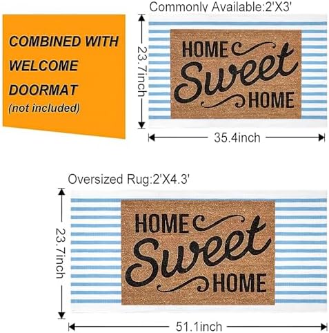 Light Blue White Striped Rug -2.3'x3.6' Front Door Rugs Outdoor, Small Washable Area Rug for Front Porch, Spring Summer Welcome Mats Outdoor Indoor, Doormat for Entryway Porch Entrance - Image 5
