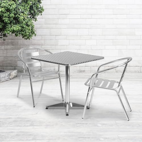 Flash Furniture 27.5 in Aluminum Indoor/Outdoor Square Table with Base - Image 2
