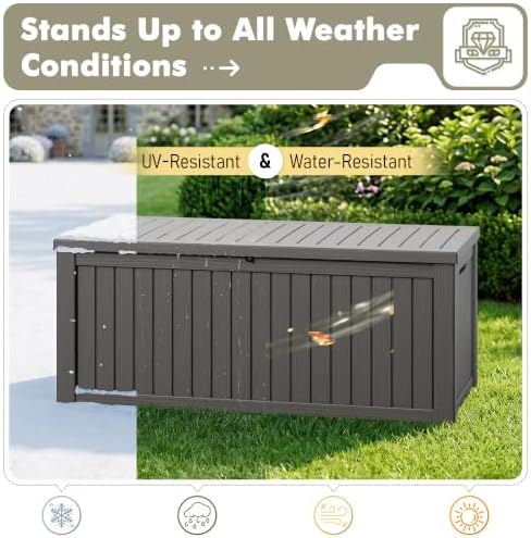 KAMABOKO 230 Gallon Outdoor Storage Box Waterproof Deck Box for Patio - Image 4