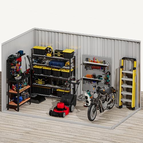 DWVO 9x4 FT Outdoor Storage Shed, Metal w/Lock & Windows - Dark Gray - Image 7