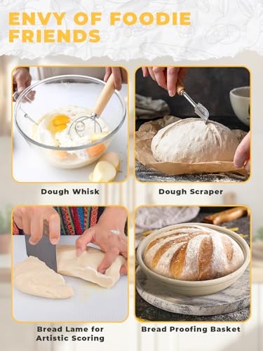 Dutch Oven Bread Baking Pot with Lid 6QT Enameled Cast Iron Oven, Gradient Red Design & Complete Sourdough Kit (Banneton Basket, Dough Tools, Silicone Sling) for Artisan Bread Making - Image 7