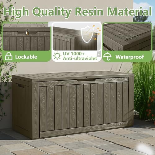 KAMABOKO 140 Gallon Outdoor Storage Box Waterproof Deck Box for Patio - Image 3