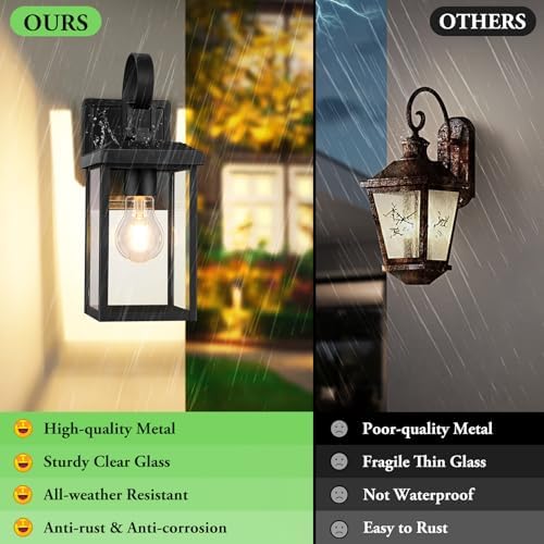 BesLowe 2-Pack Outdoor Wall Light Fixtures, Modern Porch Sconces, Black - Image 4
