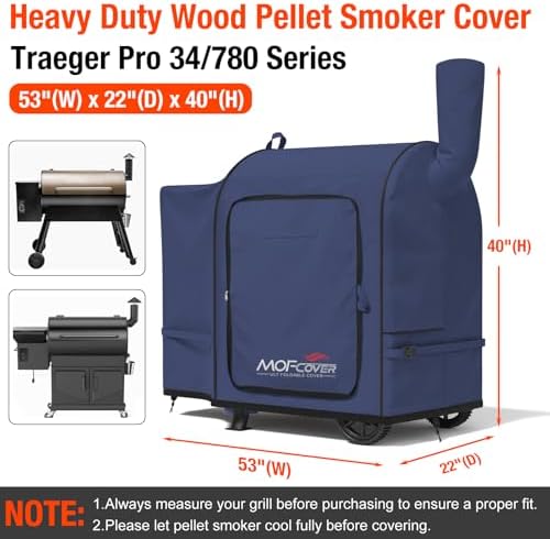 Foldable Grill Cover for Traeger Pro 34/780 Series, Waterproof 600D Heavy Duty Wood Pellet Smoker Cover, Fade＆Tear Resistant Pellet Grill Cover for Texas Elite 34 700/600/550,Blue - Image 5