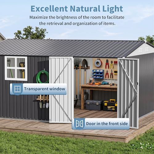 AirWire 14x12 FT Outdoor Metal Storage Shed with Window - Image 6