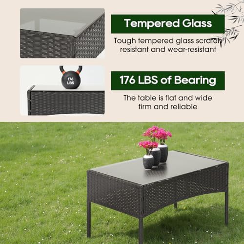 FDW 4-Piece Patio Furniture Set | Blue | Outdoor Wicker Furniture - Image 6