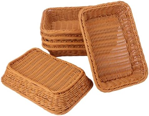 Poly Wicker Baskets 6 Pack 12 inch Large Wicker Baskets Storage – Rustic, Durable & Easy-Cleaning Bread Baskets, for Home, Restaurant & Hotel Use - Image 4