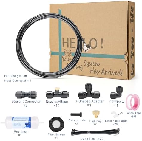 Misters for Outside Patio, 88ft Misting Line + Filter + 37 Brass Misting Nozzles +Brass Adapter(3/4") Misting System for Garden, Greenhouse, Trampoline and Chicken Coop - Image 2