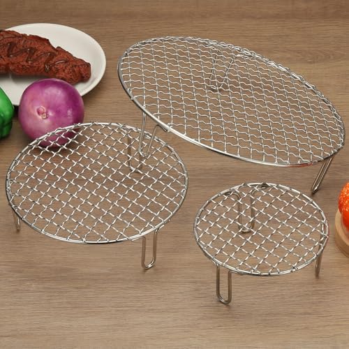 uxcell 16 Inch Round Cooking Rack, Stainless Steel Canning Racks with Legs, Barbecue Mesh Grill for Baking Cooling Steaming Cookware - Image 5