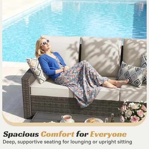 Outdoor Patio Furniture Set, 6 Pcs Wicker Patio Conversation Sets - Image 4