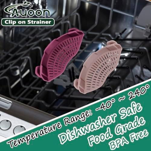 AUOON Clip On Strainer Silicone for Pots, Standard 8.86 x 3.55in, Cherry - Image 3