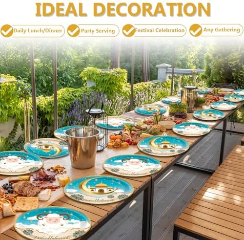 Qyeahkj 50 PCS Eid Al Adha Oval Paper Plates Large 11” Disposable Eid Mubarak Party Decorations Islamic Muslim Supplies Favor for Sheep Ramadan Muslim Eid Al Fitr Party Tableware Set - Image 6