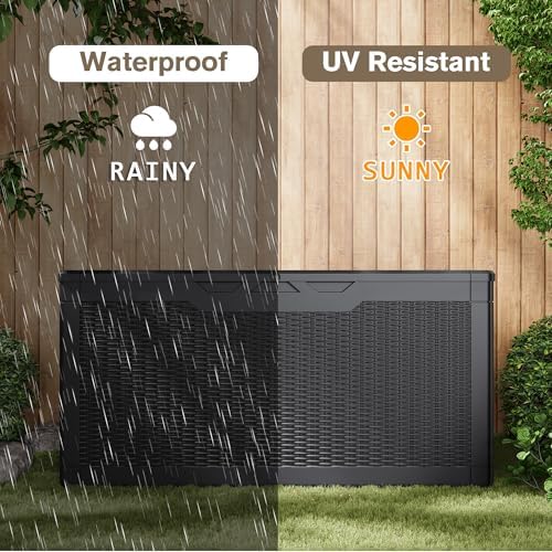 JUMMICO 100 Gallon Resin Deck Box, Waterproof Outdoor Storage Box - Image 2