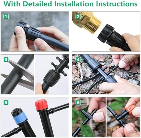 256FT Automatic Drip Irrigation System Kit,Automatic Garden Watering Misting System for Greenhouse, Yard, Plant ，Lawn with 1/2 inch Hose 1/4 inch Distribution Tubing and Accessories - Image 6