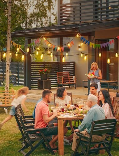 Larkvue 50FT(2x25FT) Outdoor String Lights, Patio Lights with 20+2 LED Dimmable Waterproof ST38 Vintage Bulbs for Backyard Bistro Cafe Deck, Black - Image 6