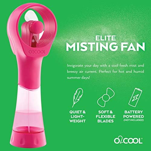 O2COOL Elite Handheld Misting Fan Battery Powered 2-Pack Raspberry - Image 2