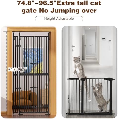 Extra Tall Cat Gate 74.8"-90.5" Height Adjustable Pressure Mounted - Image 2
