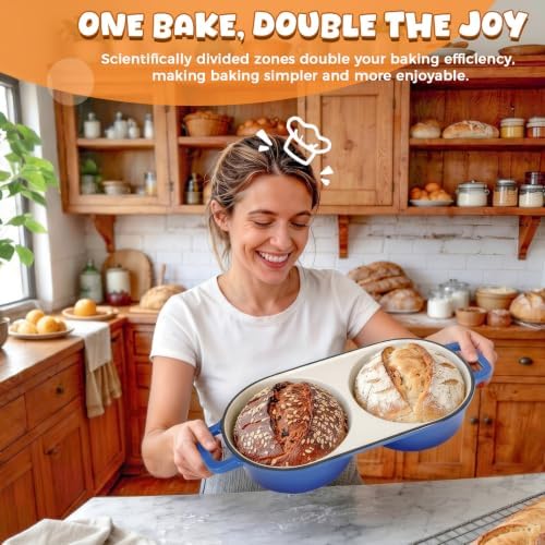 Double Dutch Oven for Sourdough Bread Baking, 2.6QT (Blue) - Image 3