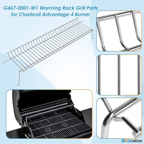 G467-0001-W1 Warming Rack Grill Parts for Charbroil Advantage 4 Burner - Image 3