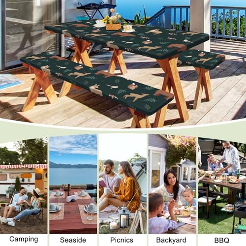 Picnic Table and Bench Cover Set, Waterproof Fitted Elastic Cloth - Image 6