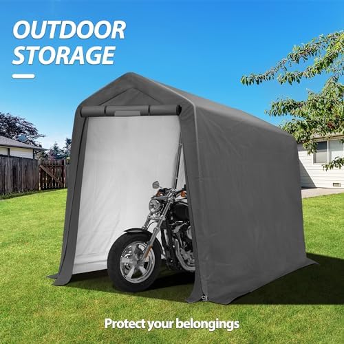6x7Ft Outdoor Storage Shed, Portable Storage Shed with Roll-up Ventilated Door,Heavy Duty Waterproof Shelter Tent Carport for Motorcycle, Firewood, Garden Tools - Image 7